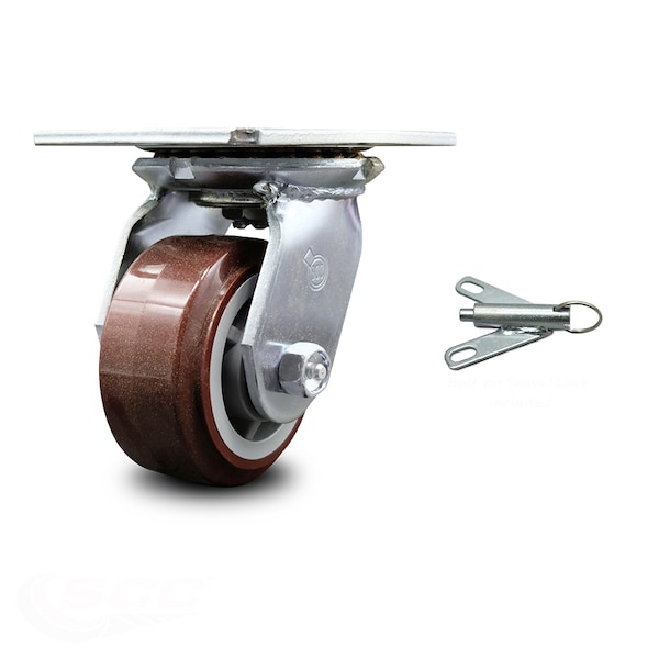 4 Inch Heavy Duty Polyurethane Caster with Roller Bearing and Swivel Lock SCC